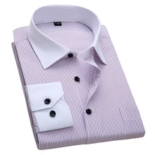 Большой размер 4XL 5XL 6XL Мода белый воротник мужские рубашки в полоску брендовые дизайнерские Chemise Homme высокое качество хлопка Бизнес платье рубашка