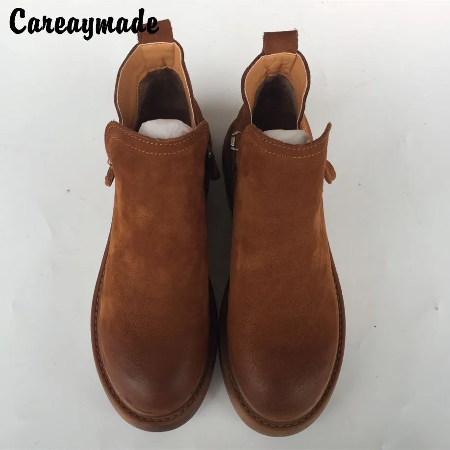 Careaymade-2018 осень ручной работы из натуральной кожи сапоги на плоской подошве в