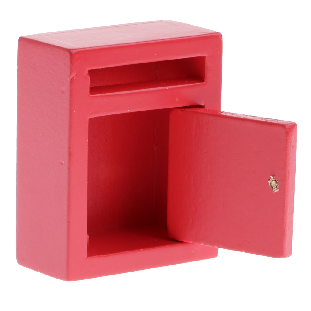 1/12 Dollhouse Miniature Furniture Red Wooden Mailbox Porch Decoration