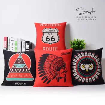 

Southeast Asia Home Decorative Pillow Case Chair Waist Pillow Simple Retro Black red classic Thick Linen Pillowcase Sofa Cushion