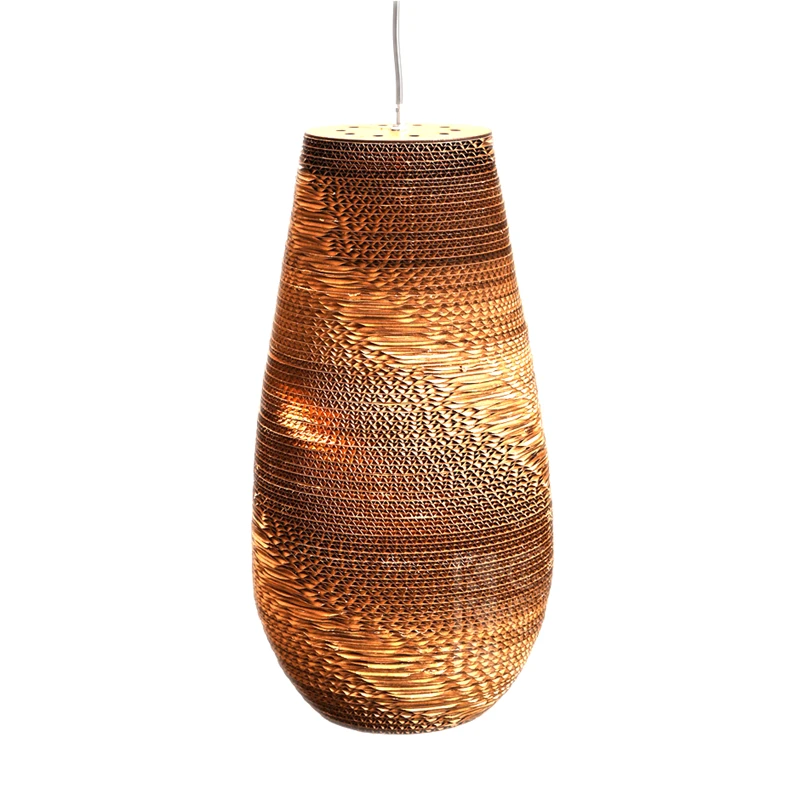 Honeybee Weave Kraft Paper Pendant Lamp pupae Restaurant Teahouse Bar Home Decor Lighting Fixture Oval Brown with E27 LED lamp