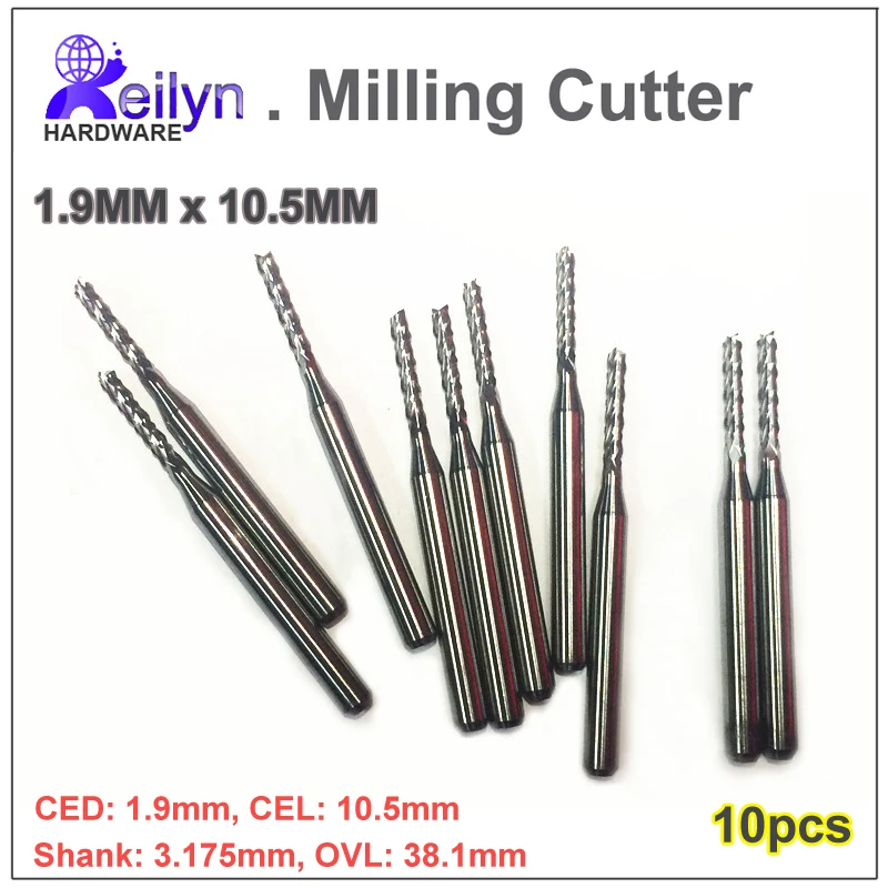 

10PC 3.175x1.9x10.5mm Carbide end mill PCB milling cutter CNC cutter mini drill bit Tungsten Carbide router PCB routering tool