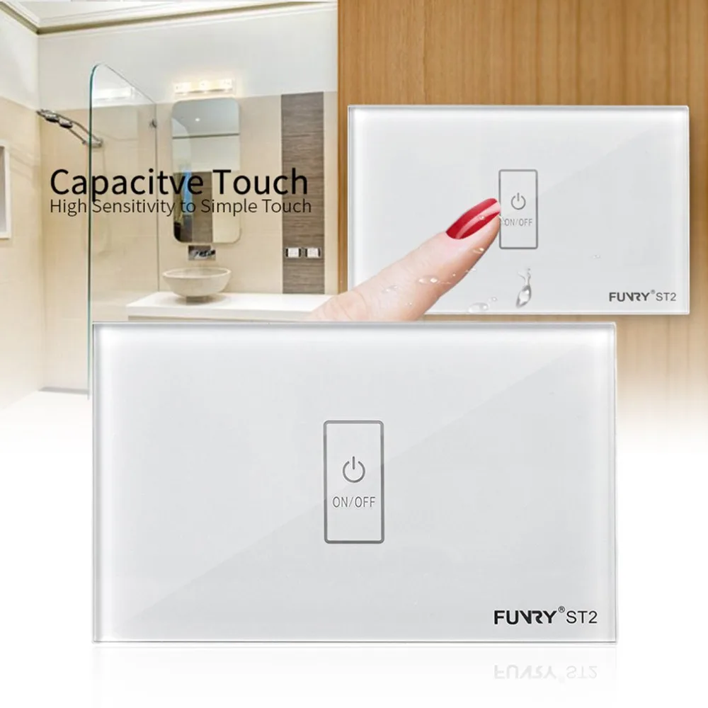 

FUNRY ST2-1 Touch Switch Smart Wall Switch US Plug Light Touch Screen Capacitive Touch High Sensitivity 1 Gang 1 Way