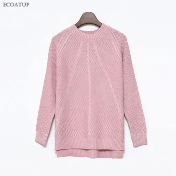 

Oversize Sweater Women Autumn Winter Fashion Designer Twist Loose Pullovers Jumper Female Solid Color O-Neck Knitted Sweaters
