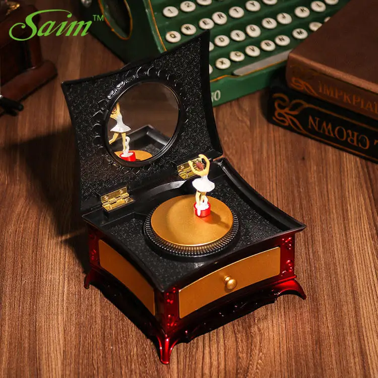 Saim, милая музыкальная шкатулка для танцующих девушек, креативный туалетный столик, музыкальная шкатулка, ретро шкатулка, органайзер, косметика, подарки на Рождество, JJ50625 - Цвет: red music box