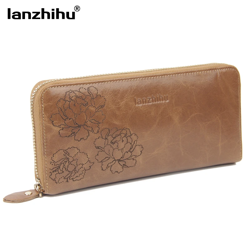 carteras monedero de mujer a la moda Cartera de embrague de cuero genuino tarjetero mujer bolso de mano tipo monedero cremallera monederos|women genuine leather wallet|leather walletgenuine leather wallet - AliExpress