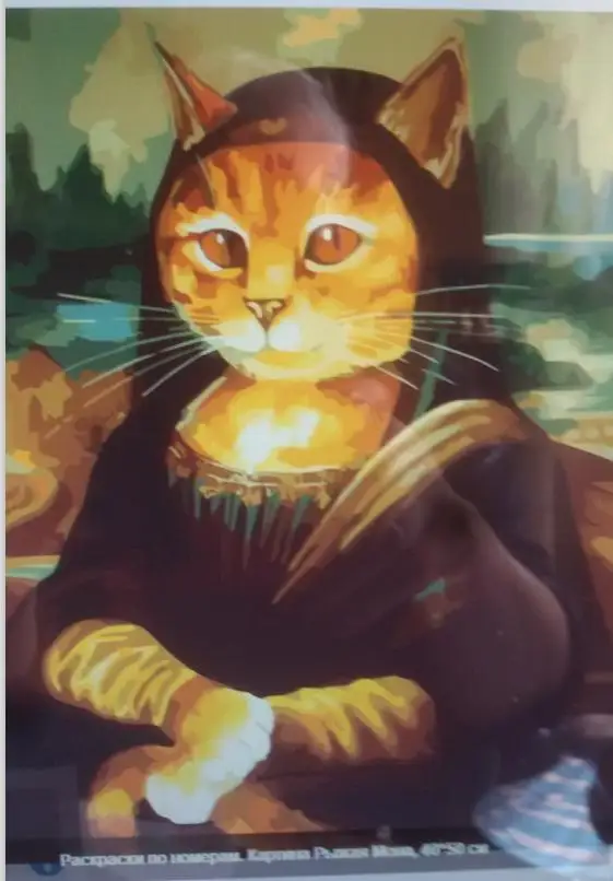 Animal Decorative Art Painting Cat in Mona Lisa Style Oil Painting on Canvas Wall Decor Hand Painted High Quality Animal Decorative Art Painting Cat in Mona Lisa Style Oil Painting on Canvas Wall Decor Hand Painted High Quality