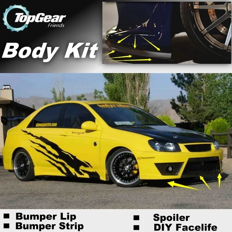 Lábios para Kia Saia para Carro Pára-choques Lábio Defletor Cerato Sephia Spectra 5 ld 2003 2020 Frente Spoiler Tuning - Corpo Kit Tira 4 Cheap Saia abertura frontal
