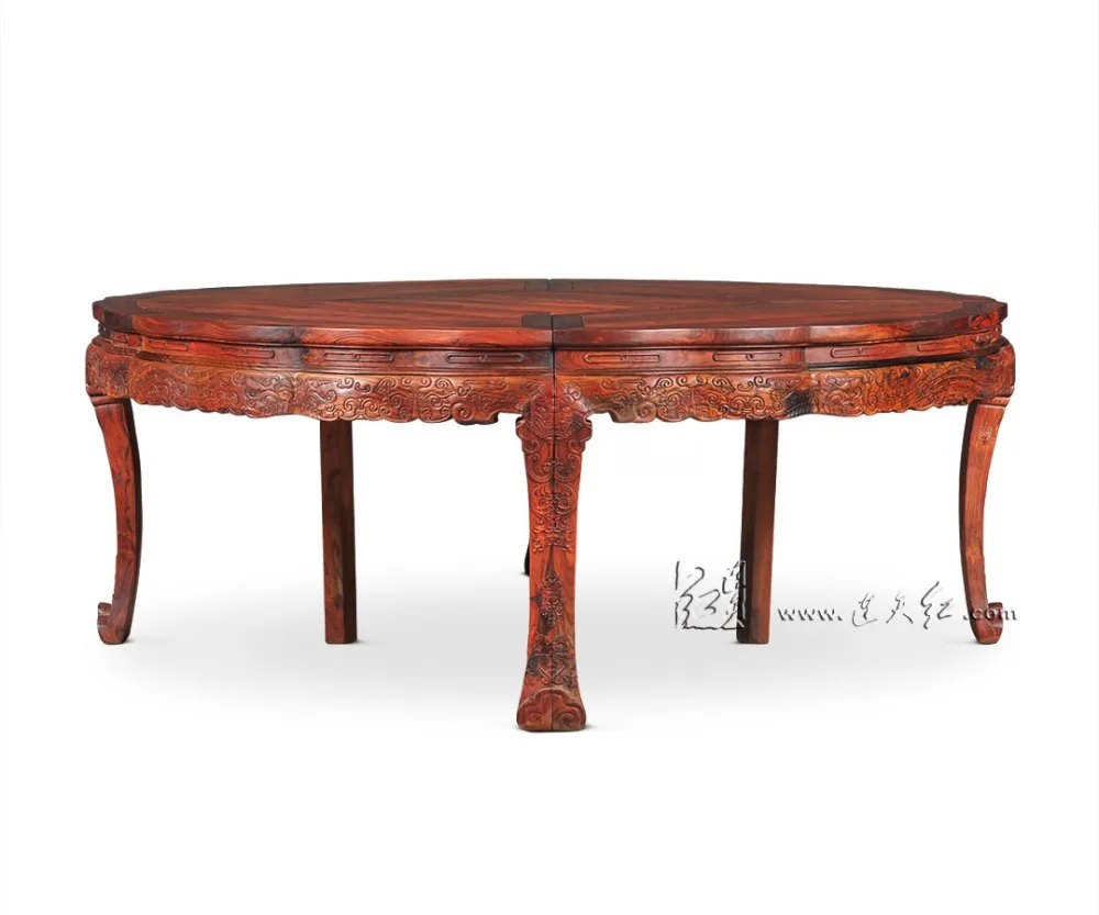 2.1*0.8M Big Round Table Annatto Solid Wood Dinging Room Furniture Rosewood Chinese Classical Antique restaurant 10 person desk