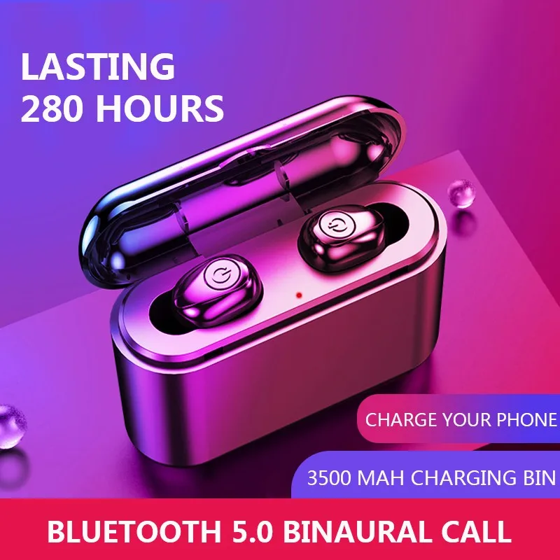 

HATOSTEPED X8-TWS Bluetooth Headset Wireless Mini Bluetooth 5.0 Air pods Headsets Mobile Phone Charging Treasure