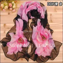 2012 шифоновый шарф большой с принтом длинный Шелковый популярный цветок дизайн сезон весна-лето scarf.10pcs/лот