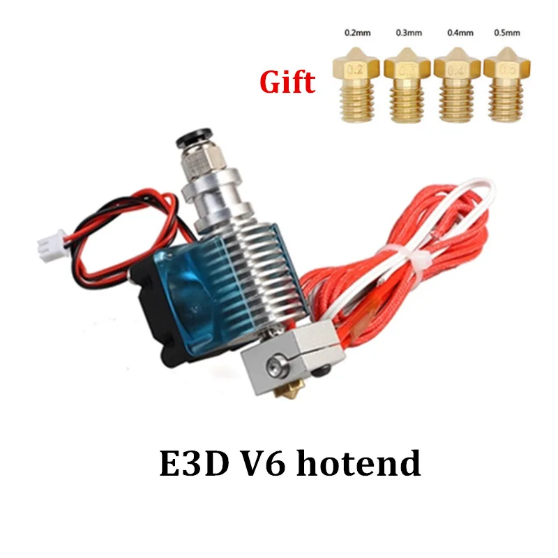 

3D Printer Parts E3D V5 V6 Hotend J-head Extruder Cooling Fan Bracket Block Thermistors Bowden for 1.75mm Filaments with Nozzles