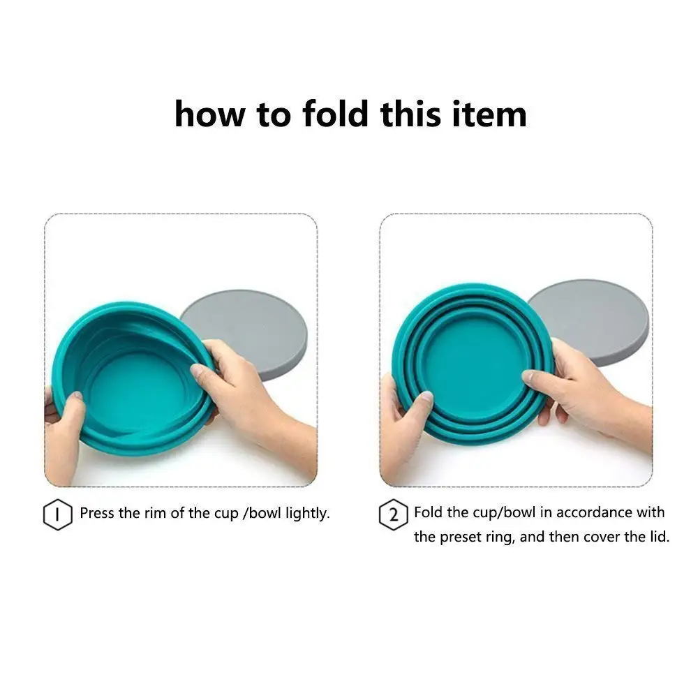 Складные силиконовые bfoldable пищевого силикона миски с крышками BPA Free кемпинг