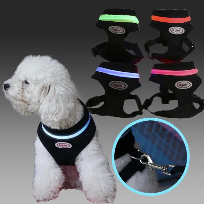 LED Dog harness Puppy pet dog vest lead 4 colors 5 sizes.Free shipping.in Harnesses from Home