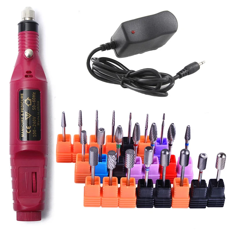 

1set Tungsten Nail Art Drill Bits Electric Manicure Machine Kit Gel Cutter Nails Tips Pedicure Bur File New Mill Indicator Plug