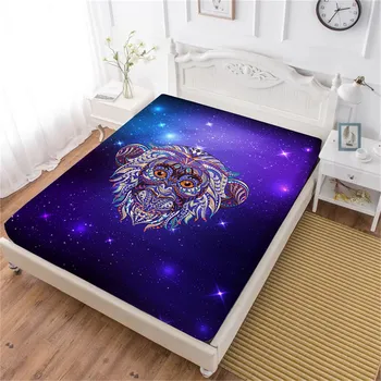 

3D Galaxy Bed Sheets Animal Monkey Print Fitted Sheet Soft Bedclothes Colorful Mattress Cover Elastic Band Home Decor D40