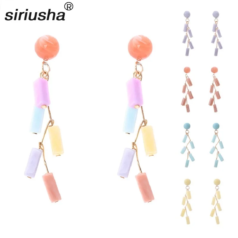 

Simple Color Plastic Beads Spring and Summer Festival Earrings Ladies Wholesale Earrings South America Popular S154