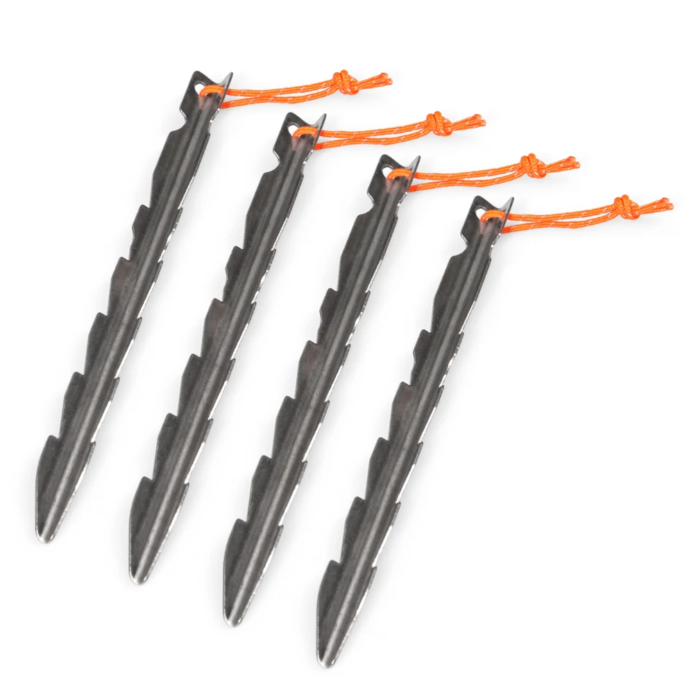

4pcs 16.5cm Tent Pegs Kit Aluminum Alloy Tent Stake with Rope Camping Traveling Beach Tent Nail Peg Tent Accessories Equipment