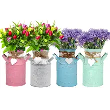 Простой винтажный Железный цветочный горшок, бочонок для хранения, искусственный садовый цветочный горшок, ваза для суккулентов, растительный бочонок, домашний декор