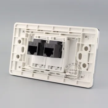 

120MM Wall Plate 2 Ports Double RJ45 Cat6 Network LAN Outlet Panel Faceplate