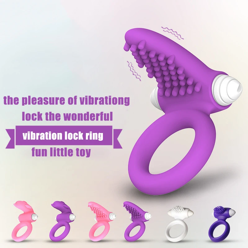 HEYIYI Men Masturbation Vibrators sex Delay Lock Fine Penis Rings Sets Silicone Tongue Vibration Ring Adult Game Sex Products |