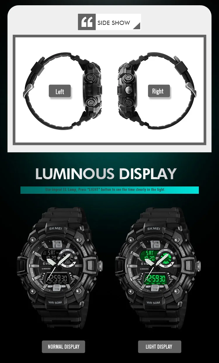 SKMEI спортивные мужские часы, цифровые часы, многофункциональные часы 1529, Montre Homme, модный двойной дисплей, 5 бар, водонепроницаемые, светящиеся