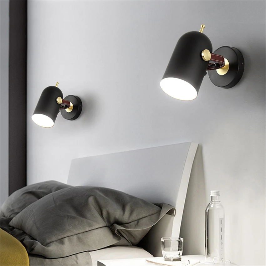 

Nordic wall lamp retro attic night light LED wall lamp bedroom metal rotating Ac 90-260V lighting