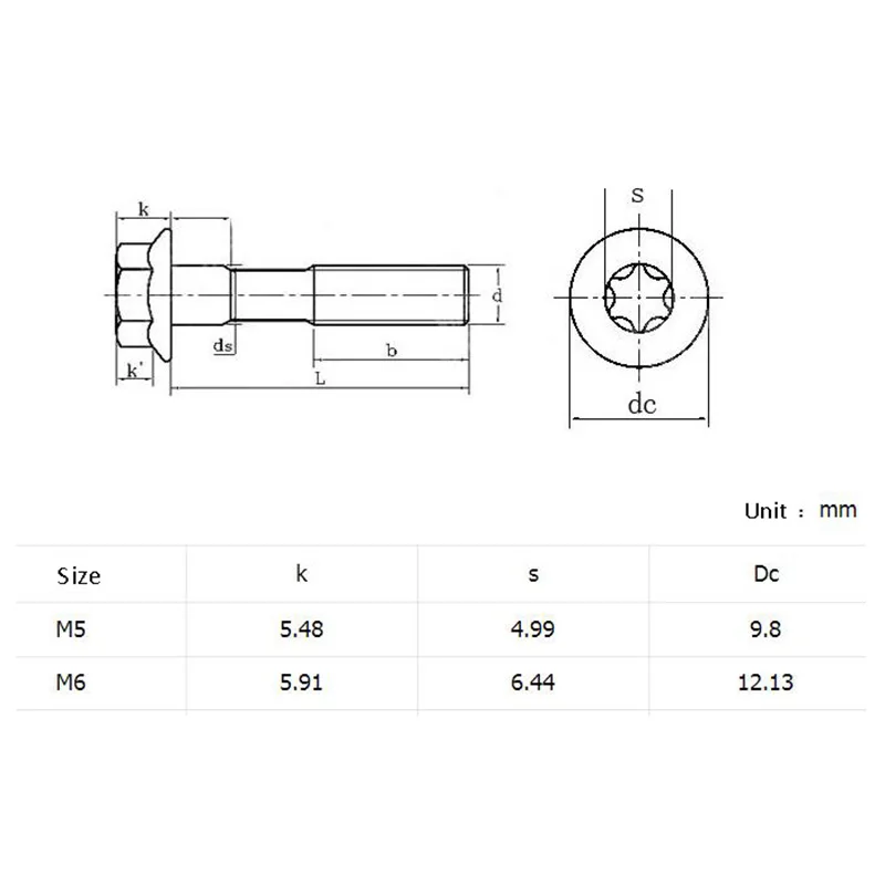 4 шт. M5 M6 Torx винты с шестигранной фланцевой головкой фланцевые Шестигранные Болты комплект Grade12.9 углеродистая сталь