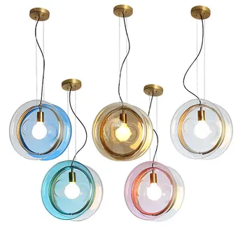 

Modern minimalist tea shop coloured chandelier Nordic creative design fashion restaurant bar glass pendant lamp AP8081706