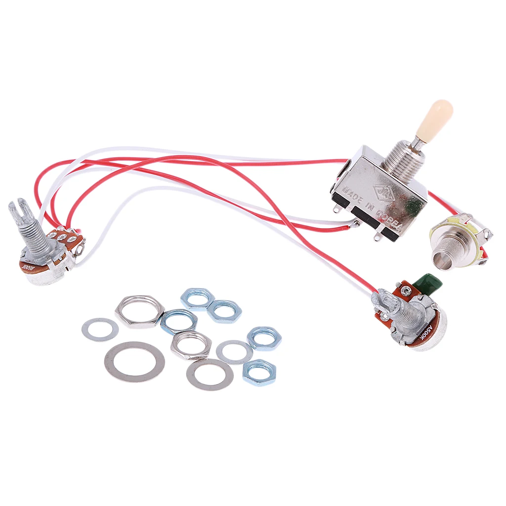 Tooyful Electric Guitar Bass Wiring Harness 3-Way Switch 1V1T with Active EQ Pickup Volume Tone Control Guitar Wiring Harness 