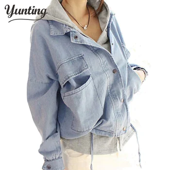 

Free shipping 2018 Ladies denim jackets Hot-selling women hooded denim high quality Jeans jackets coats