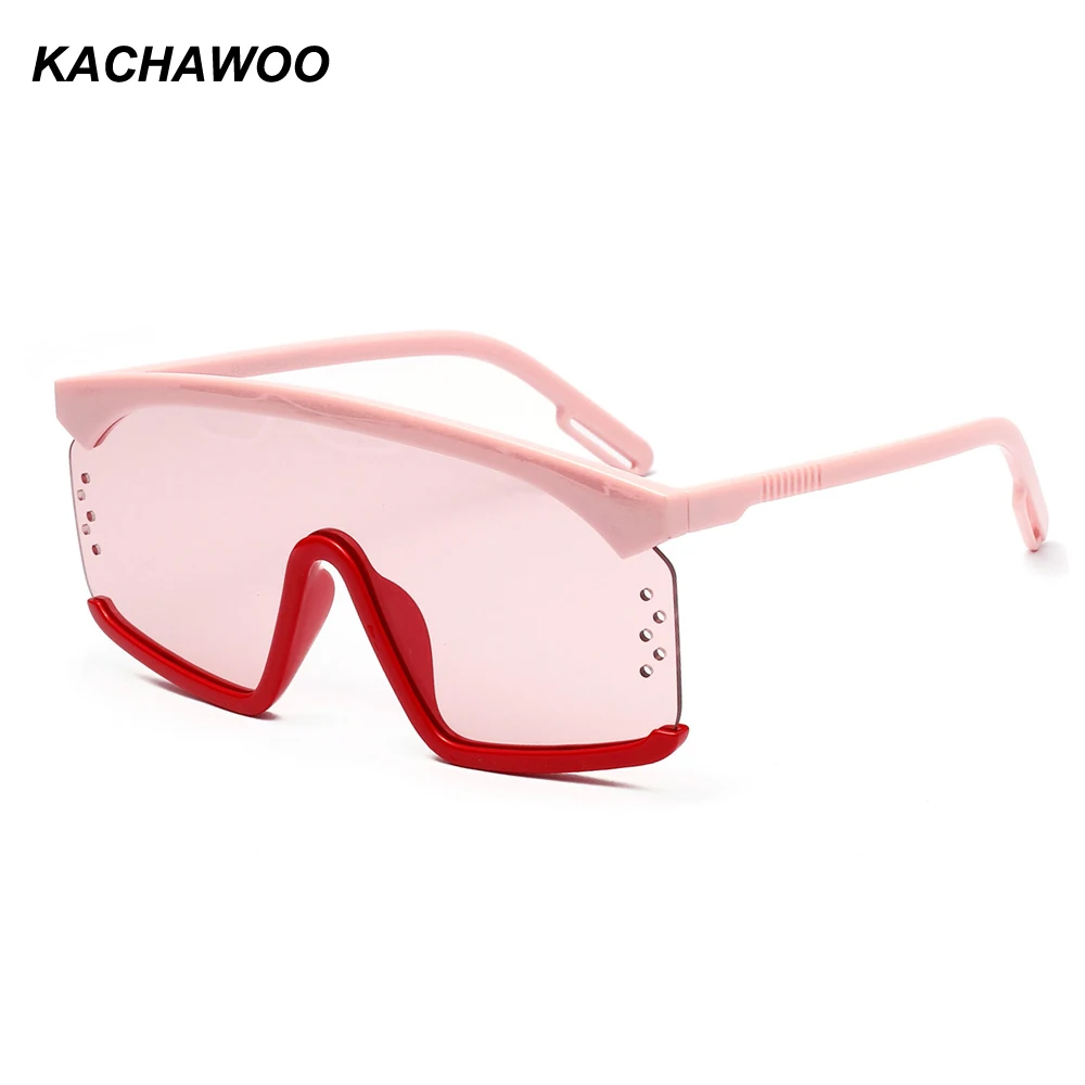 Kachawoo, розовые солнцезащитные очки с одной линзой, женские негабаритные черные полуоправы, квадратные солнцезащитные очки, стразы, подарок для девушек, Прямая поставка