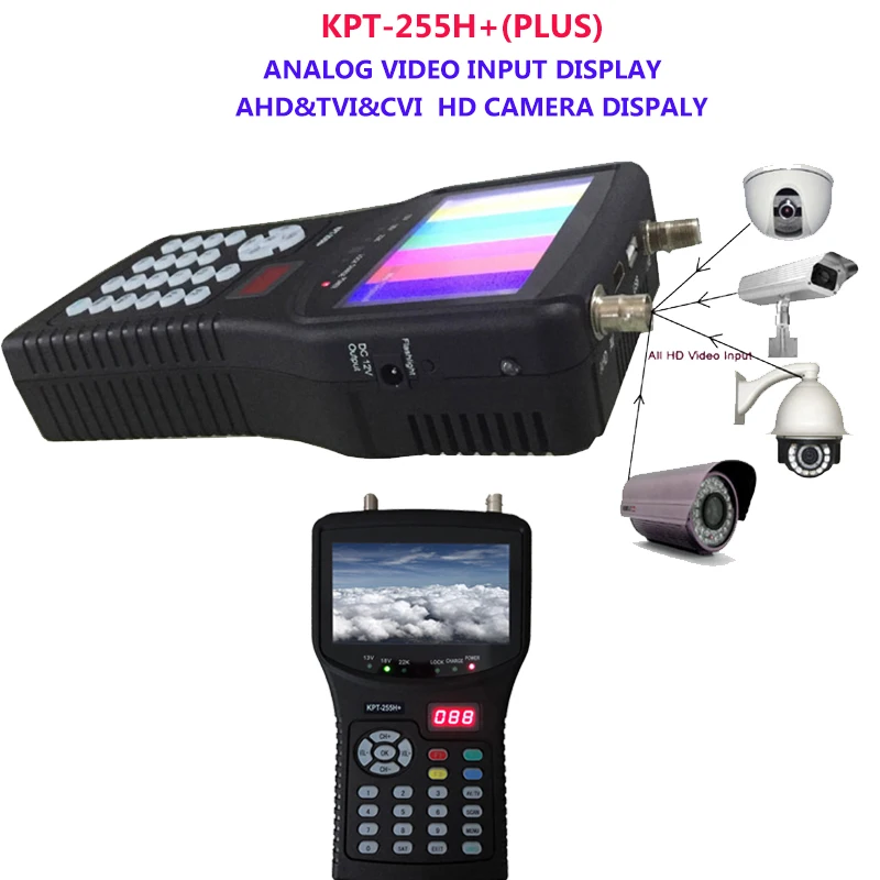 

Satellite TV Receiver kpt-255h Plus finder hd test cctv camera lcd backlight button 4.3 inch DVB-S/S2 signal test with av usb