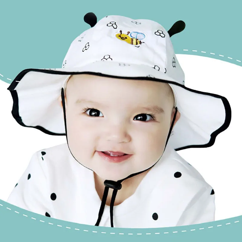 

Print Baby Hat Spring Summer Bee Baby Boy Girl Sun Hat Infant Toddler Girls Bucket Hat Outdoor Kids Children Mesh Beach Caps