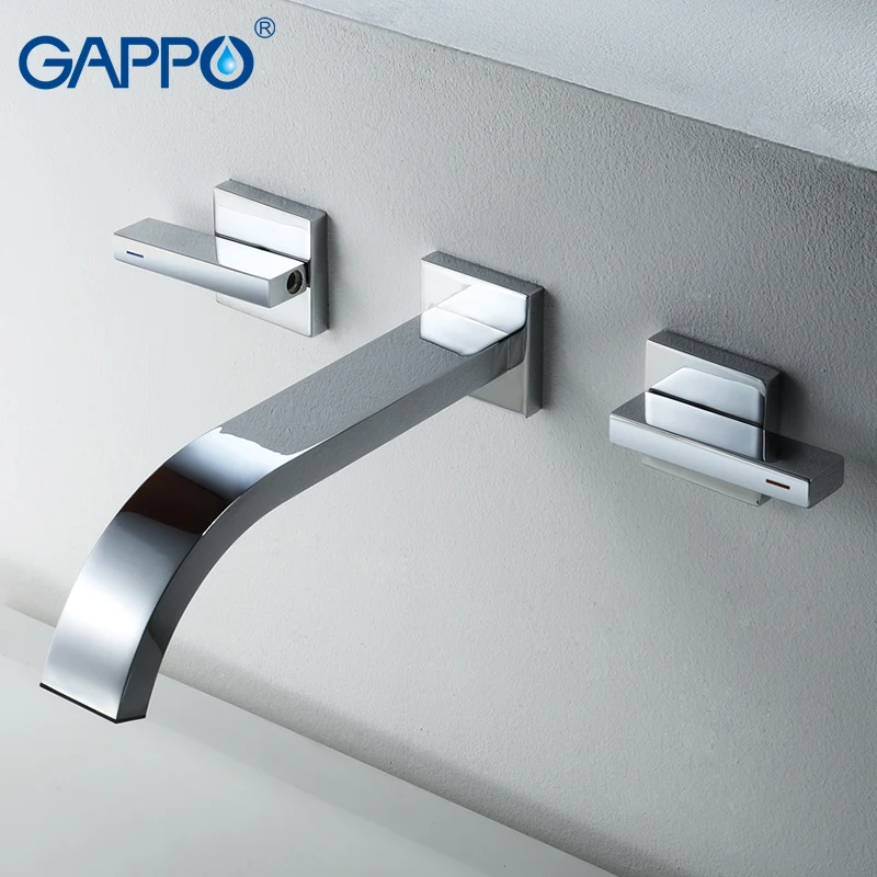 

GAPPO Brass Basin faucet Chrome sink faucet Wall Mounted taps mixer tap bathroom Waterfall faucets double Handles Torneira
