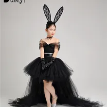 Черное вечернее платье для От 10 до 12 лет, платья со шлейфом, детские костюмы принцессы, вечерние костюмы для девочек, одежда для подростков