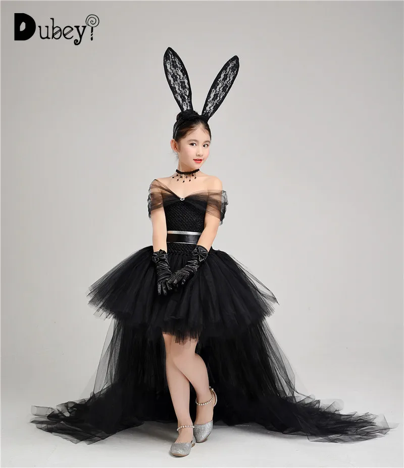 

Black Evening Dress for 10-12 Years Trailing Dress Up Costumes Children Princess Costume for A Girl Party Teenage Clothes