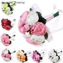 Для невесты букет для свадьбы искусственные цветы букет для подружек невесты смесь цветов Дешевые Свадебные букеты De Mariage