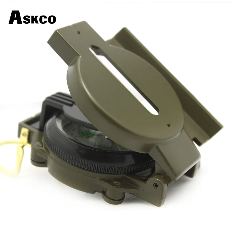 Portable Army Green Folding Lens Compass Metal Military Marching Lensatic Camping Compass Hot Selling