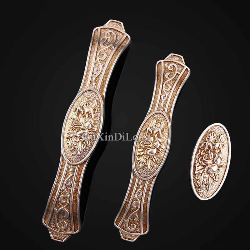 خمر 2 PCS الأوروبية الرجعية منحوتة المطبخ مجلس الوزراء مقابض باب خزانة خزانة درج تسريحة مجلس الوزراء التأثيرات مقابض وأُكر