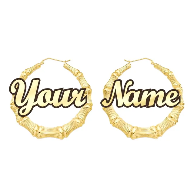Us 14 0 Customizable Customize Name Earrings Bamboo Style Custom Hoop With Statement Words In From Jewelry Accessories On Us 14 0 Customizable Customize Name Earrings Bamboo Style Custom Hoop With Statement Words In From Jewelry Accessories On