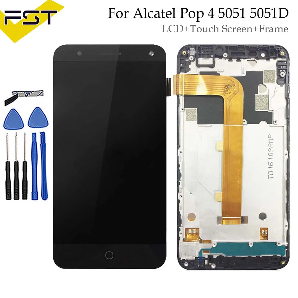 

For Alcatel Pop 4 lcd 5051 5051D 5051X 5051J 5051M OT5051 LCD Display Screen with Touch Screen Digitizer Assembly With Frame