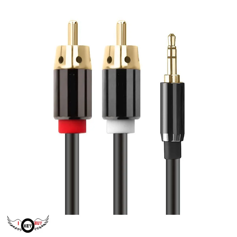 

1PC 3M 3.5 Turn Double Lotus Audio Cable PVC 3.5mm One Two Audio Cable 3.5-2RCA Male Sound Line Bare Copper Wire Wiring Kit