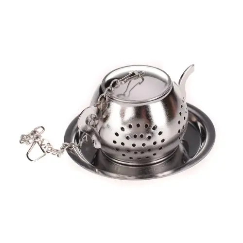 

Strainer / infuser / tea spoon shaped teapot with tray.