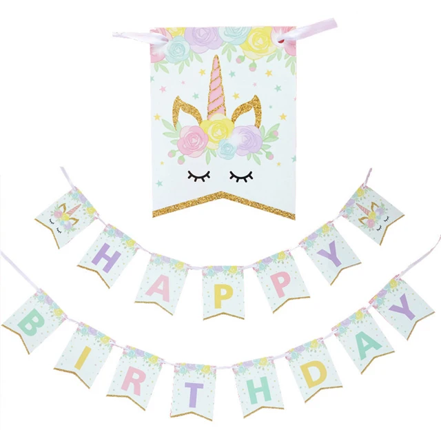 happy birthday bunting banner rainbow cartoon themed banner