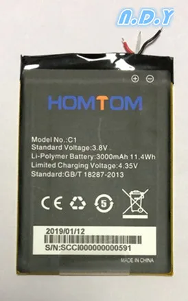 

100% original battery HOMTOM C1 3000mAh For Homtom C1 Bateria Batterie Cell Phone Batteries