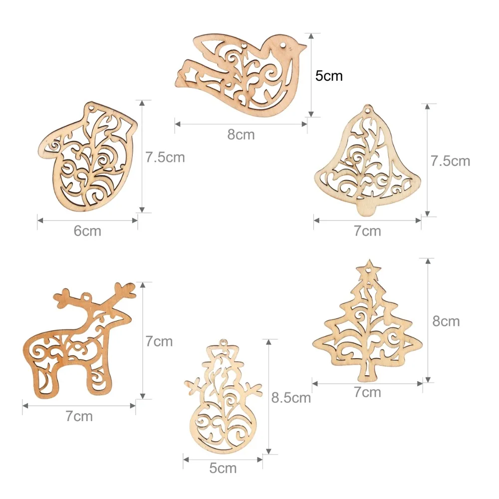 FENGRISE 6 шт./компл. смешанные деревянные Рождественские Подвески Веселый Рождественский орнамент на Рождество Дерево Декор для дома подвески и падение орнамент