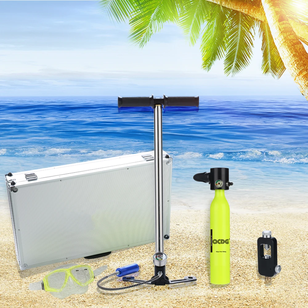 

Mini Scuba Oxygen Air Tanks Adapter Pump in Aluminum Box Snorkeling Underwater Breathing Device Small Diving Regulator Cylinder