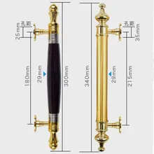 Europen style unfold install wooden door handles modern fashion gold wooden silver ktv home hotel office big gate door pulls