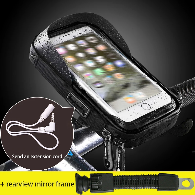 

6 inch Motorcycle Handlebar Mount Bag motorbike Mobile Phone Holder Waterproof Bike Case Stand for cell phone Protective Gears